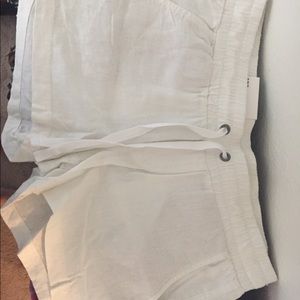 White linen shorts